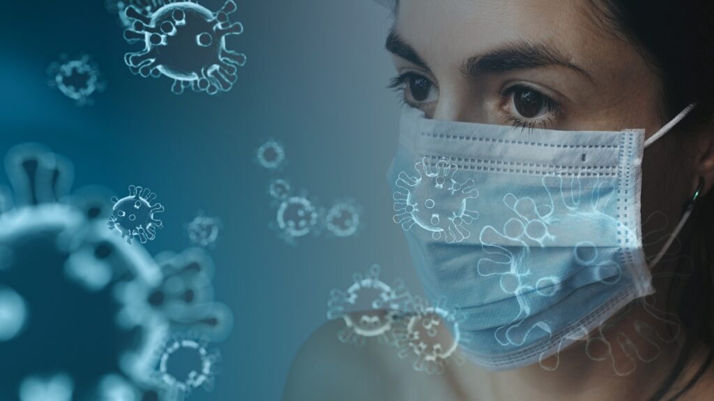 Women wearing a coronavirus face mask