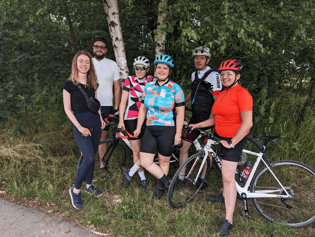 Tronel's employees at a cycling trip.